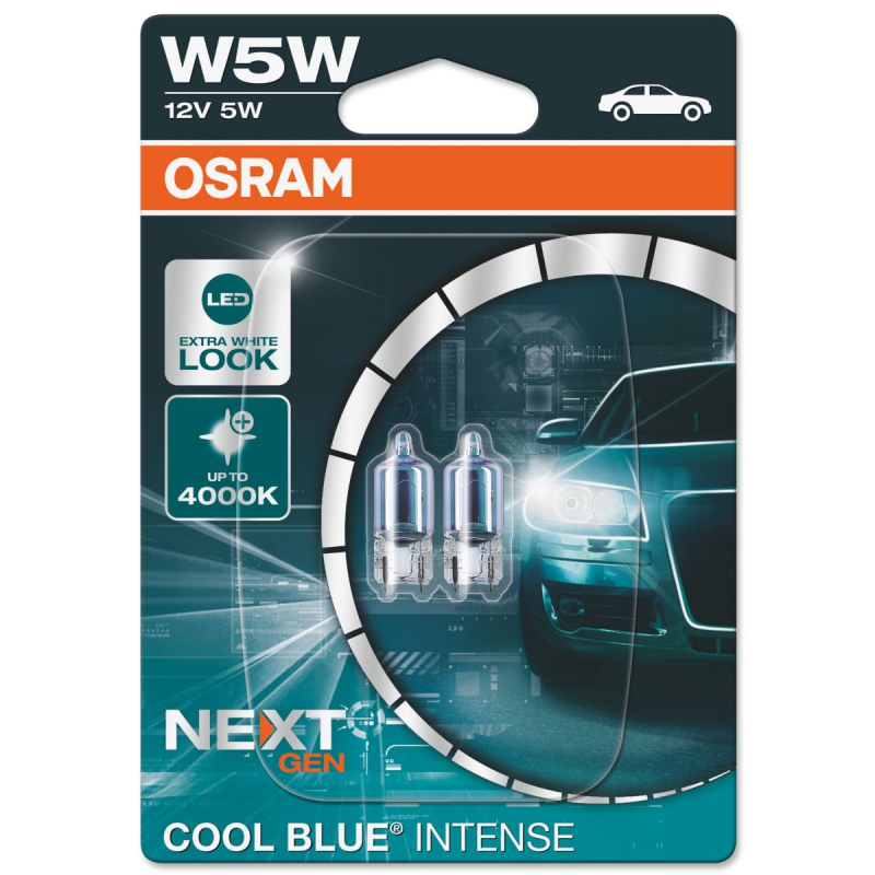 Billede af Osram W5W Cool Blue Intense NEXT GEN pærer sæt (2 stk) pak hos KN-Auto.dk